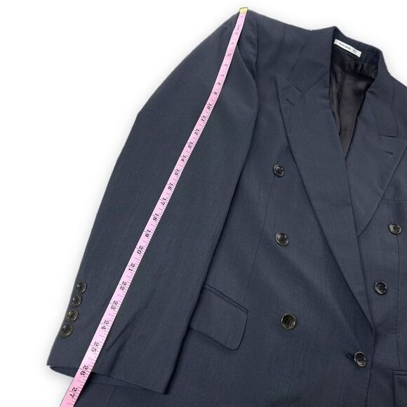 BOSS Hugo Boss Blazer Mens 40L Navy Pinstripe Double Breasted Al Capone Catania - Picture 11 of 12